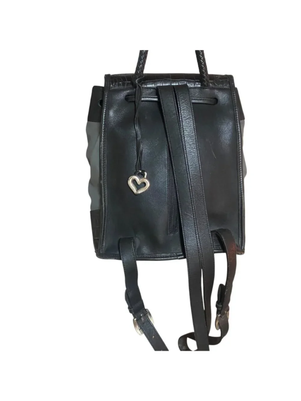 Brighton Black & Grey Faux Leather Croc-Embossed and Fabric Backpack